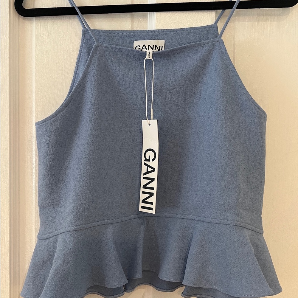 NWT Ganni  Light Blue Camisole Top